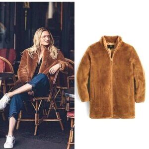 J. Crew Plush Teddy Bear Coat J9064 Camel Brown size Medium Soft Plush Faux Fur